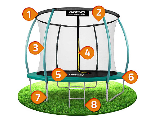 Батут Neo-Sport з внутрішньою сіткою 10 футів 312 см зелений
