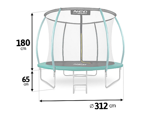 Батут Neo-Sport з внутрішньою сіткою 10 футів 312 см зелений