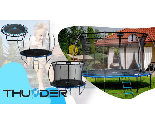 Батут THUNDER INSIDE ULTRA з внутрішньою сіткою 12 футів 374 см чорно-блакитний Батут THUNDER INSIDE ULTRA з внутрішньою сіткою 12 футів 374 см чорно-блакитний