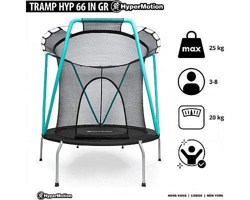Батут Jumi Hyper Motion HYP 66 IN GR з внутрішньою сіткою 5,5 футів 167 см бірюзовий