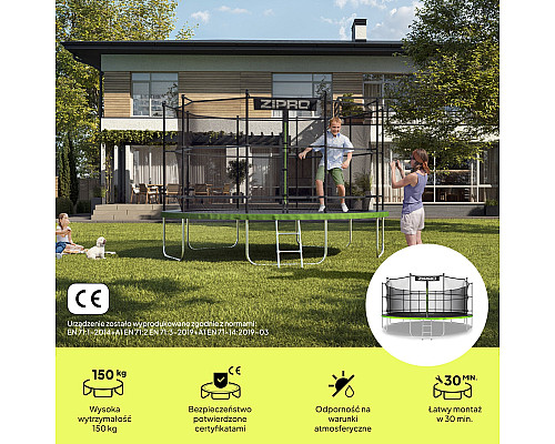 Батут Zipro Jump Pro з внутрішньою сіткою 16 футів 496 см чорно-зелений