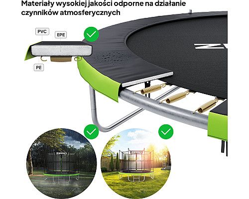 Батут Zipro Jump Pro з внутрішньою сіткою 16 футів 496 см чорно-зелений