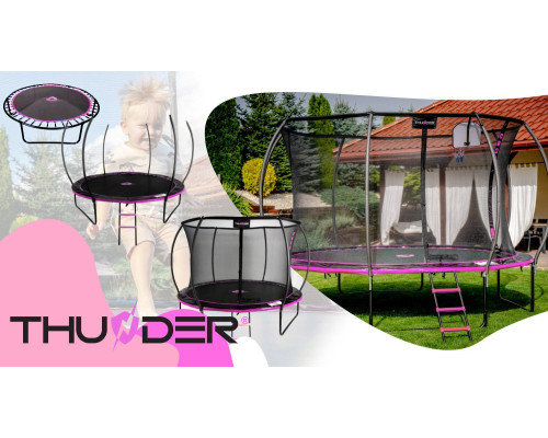 Батут THUNDER INSIDE ULTRA з внутрішньою сіткою 12 футів 374 см чорно-рожевий Батут THUNDER INSIDE ULTRA з внутрішньою сіткою 12 футів 374 см чорно-рожевий