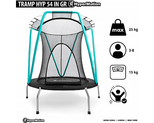 Батут Jumi Hyper Motion HYP 54 IN GR з внутрішньою сіткою 4,5 футів 137 см бірюзовий