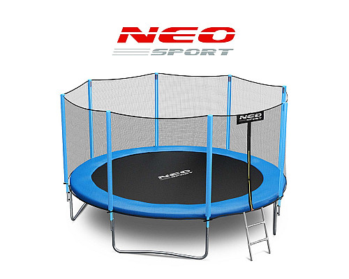 Батут Neo-Sport з зовнішньою сіткою 12 футів 374 см блакитний