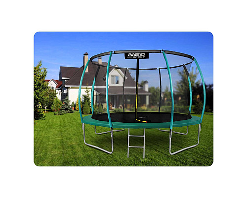 Батут Neo-Sport з внутрішньою сіткою 12 футів 374 см зелений