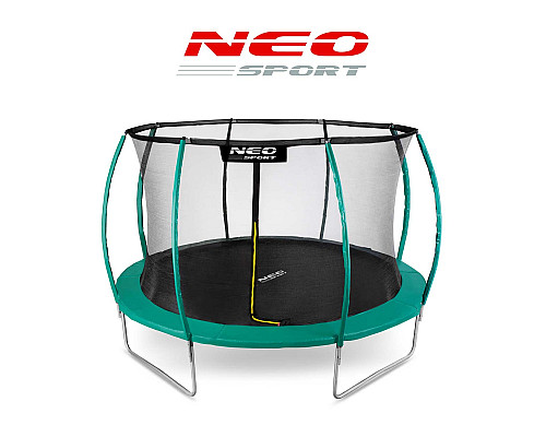 Батут Neo-Sport з внутрішньою сіткою 12 футів 374 см зелений