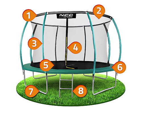 Батут Neo-Sport з внутрішньою сіткою 12 футів 374 см зелений