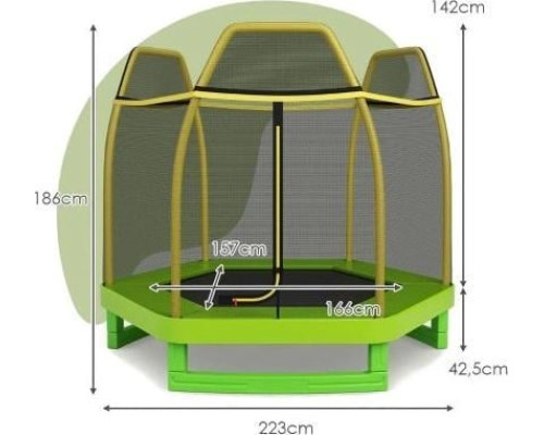 Садовий батут Costway TW10053GN з вуличною сіткою 7,5 футів 223 см
