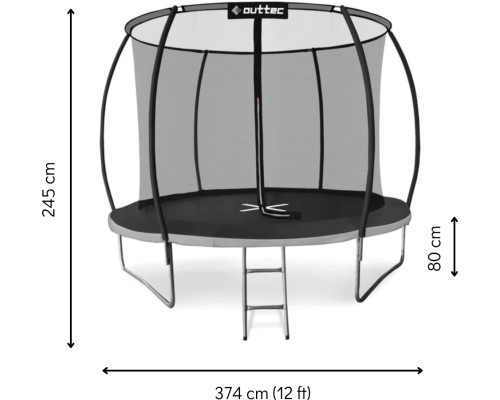 Батут OUTTEC 12FT Pumpkin чорно-сірий