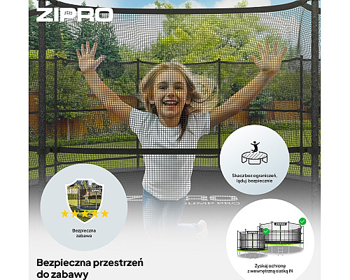 Батут Zipro Jump Pro з внутрішньою сіткою 14 футів 435 см чорно-зелений
