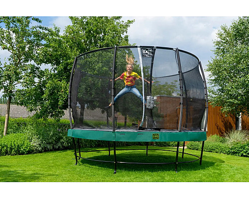 Батут з захисною сіткою EXIT Elegant 427 см, зелений