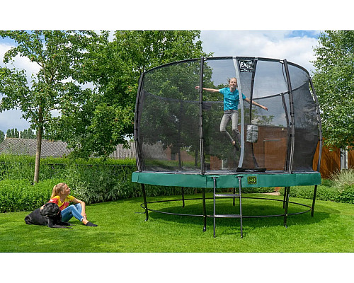Батут з захисною сіткою EXIT Elegant 427 см, зелений