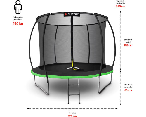 Батут OUTTEC 12FT чорно-зелений