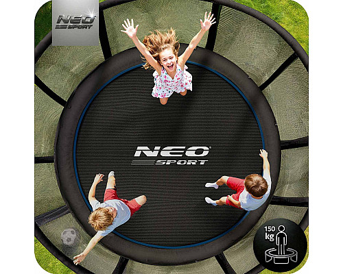 Батут Neo-Sport NS-13Z221 з зовнішньою сіткою 13 футів 404 см, чорно-синя