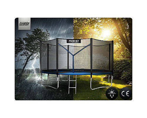 Батут Neo-Sport NS-13Z221 з зовнішньою сіткою 13 футів 404 см, чорно-синя