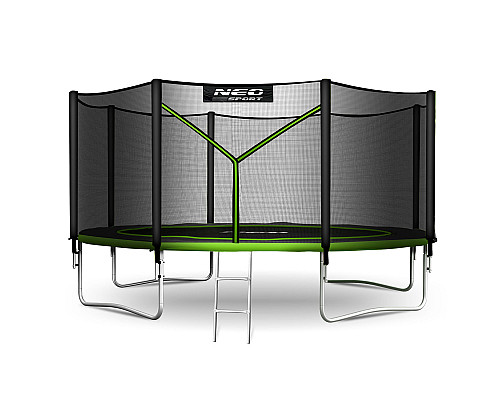 Батут Neo-Sport NS-14Z231 з зовнішньою сіткою 14 футів 435 см, чорно-зелений