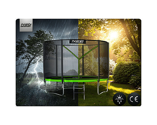 Батут Neo-Sport NS-06Z231 з зовнішньою сіткою 6 футів 183 см, чорно-зелений
