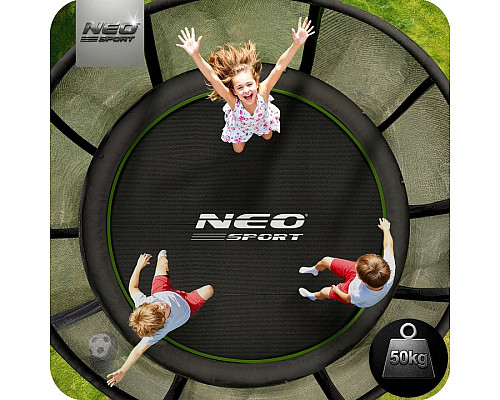 Батут Neo-Sport NS-06Z231 з зовнішньою сіткою 6 футів 183 см, чорно-зелений