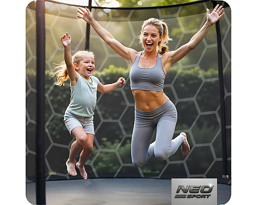 Батут Neo-Sport NS-15Z241 з внутрішньою сіткою 15 футів 465 см, чорно-зелений