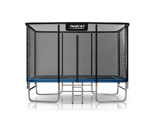 Батут Neo-Sport з зовнішньою сіткою 12 x 8 футів 244 х 366 см, чорно-синій