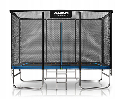 Батут Neo-Sport з зовнішньою сіткою 12 x 8 футів 244 х 366 см, чорно-синій