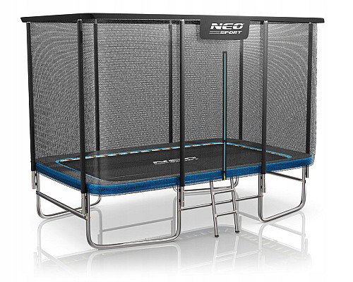 Батут Neo-Sport з зовнішньою сіткою 12 x 8 футів 244 х 366 см, чорно-синій
