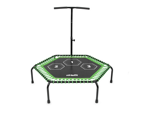 Батут для фітнесу VIRTUFIT PRO з поручнем 127 см, чорно-зелений