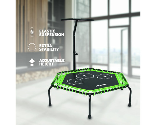Батут для фітнесу VIRTUFIT PRO з поручнем 127 см, чорно-зелений