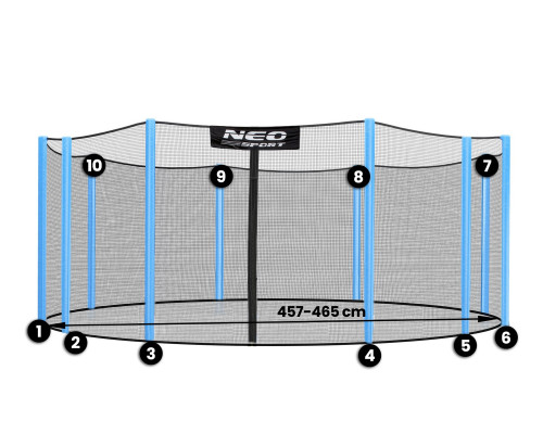 Захисна сітка для батута Neo-Sport 465 см 15 футів 10 стійок