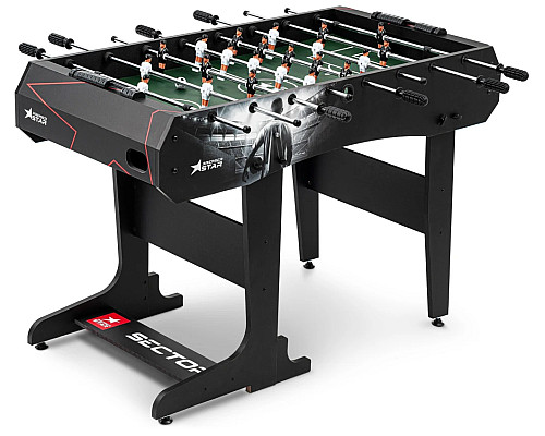 Настільний футбол Hop-Sport Secto, 120 x 61 x 81,5 см - чорно-білий