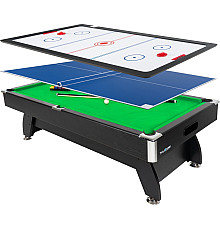 Більярдний стіл Thunder 7FT BOLD-BLACK з накладкою для більярду / пінг-понгу, 226 х 127 х 80 см