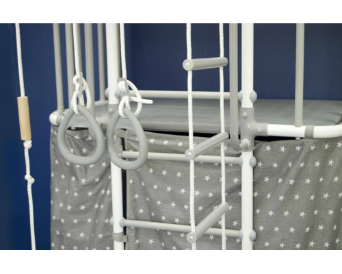 Шведька стінка Małpiszon  Indigo Pastel 226 х 115 см з будиночком, біла