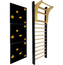 Шведська стінка UNDERFIT LEON 220 x 80 см з турніком та скеледромом, чорна