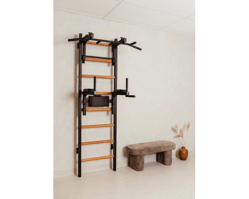 Шведська стінка BenchK 232B з турніком та брусами, чорна