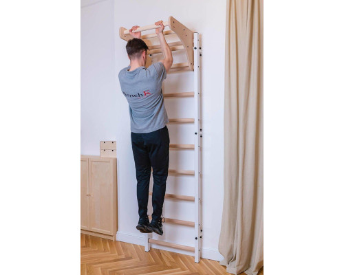 Шведська стінка BenchK 310W 240 x 67 см з турніком, біла