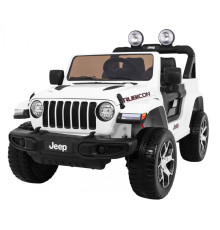 Дитячий Jeep Wrangler Rubicon на акумуляторі Білий + Пульт + Радіо MP3 LED + Колеса EVA