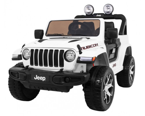 Дитячий Jeep Wrangler Rubicon на акумуляторі Білий + Пульт + Радіо MP3 LED + Колеса EVA