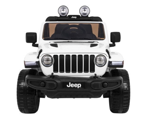 Дитячий Jeep Wrangler Rubicon на акумуляторі Білий + Пульт + Радіо MP3 LED + Колеса EVA