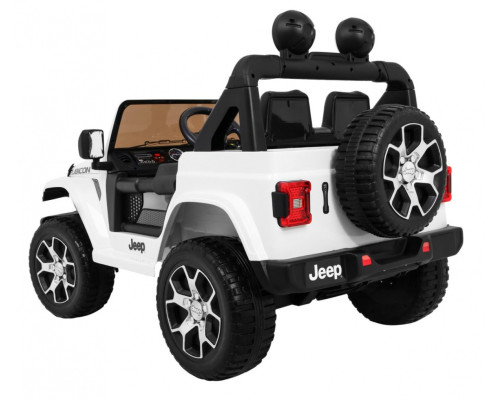 Дитячий Jeep Wrangler Rubicon на акумуляторі Білий + Пульт + Радіо MP3 LED + Колеса EVA