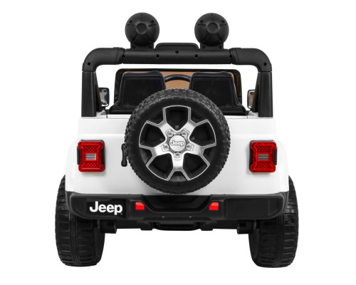 Дитячий Jeep Wrangler Rubicon на акумуляторі Білий + Пульт + Радіо MP3 LED + Колеса EVA