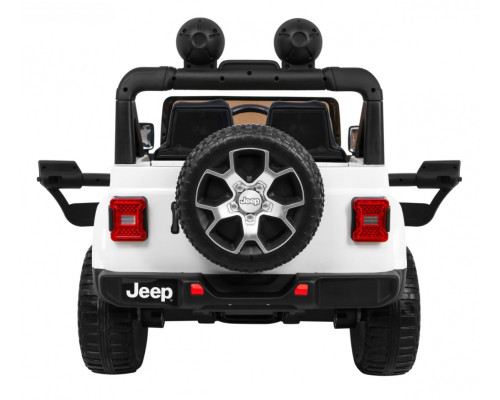 Дитячий Jeep Wrangler Rubicon на акумуляторі Білий + Пульт + Радіо MP3 LED + Колеса EVA