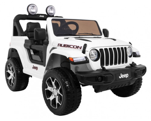 Дитячий Jeep Wrangler Rubicon на акумуляторі Білий + Пульт + Радіо MP3 LED + Колеса EVA