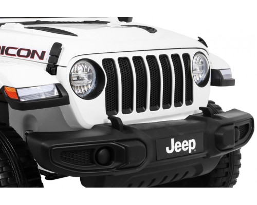 Дитячий Jeep Wrangler Rubicon на акумуляторі Білий + Пульт + Радіо MP3 LED + Колеса EVA