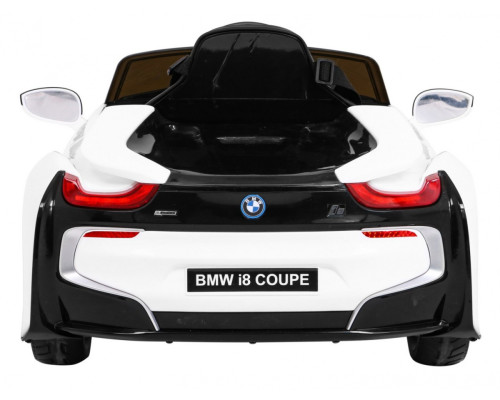 BMW I8 Lift Battery Car White + Пульт + Повільний Старт + 3-точкові ремені безпеки + MP3 USB + LED