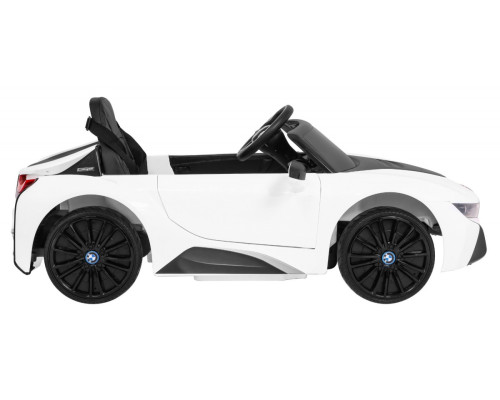 BMW I8 Lift Battery Car White + Пульт + Повільний Старт + 3-точкові ремені безпеки + MP3 USB + LED