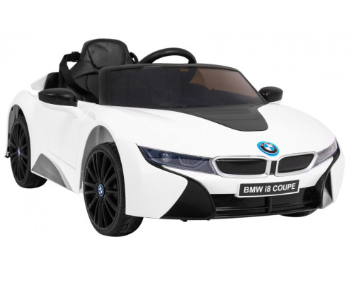 BMW I8 Lift Battery Car White + Пульт + Повільний Старт + 3-точкові ремені безпеки + MP3 USB + LED