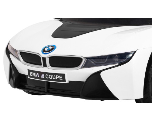 BMW I8 Lift Battery Car White + Пульт + Повільний Старт + 3-точкові ремені безпеки + MP3 USB + LED