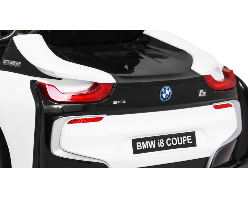 BMW I8 Lift Battery Car White + Пульт + Повільний Старт + 3-точкові ремені безпеки + MP3 USB + LED