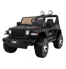 Дитячий Jeep Wrangler Rubicon на акумуляторі Чорний + Пульт + Радіо MP3 LED + Колеса EVA